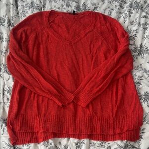 Eileen Fisher Vibrant coral Red V-Neck Sweater